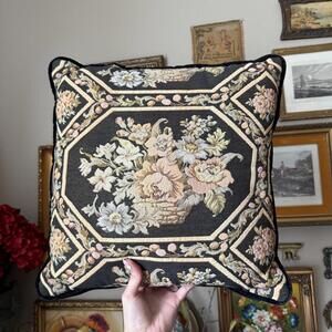 Vintage Floral Tapestry Pillow
